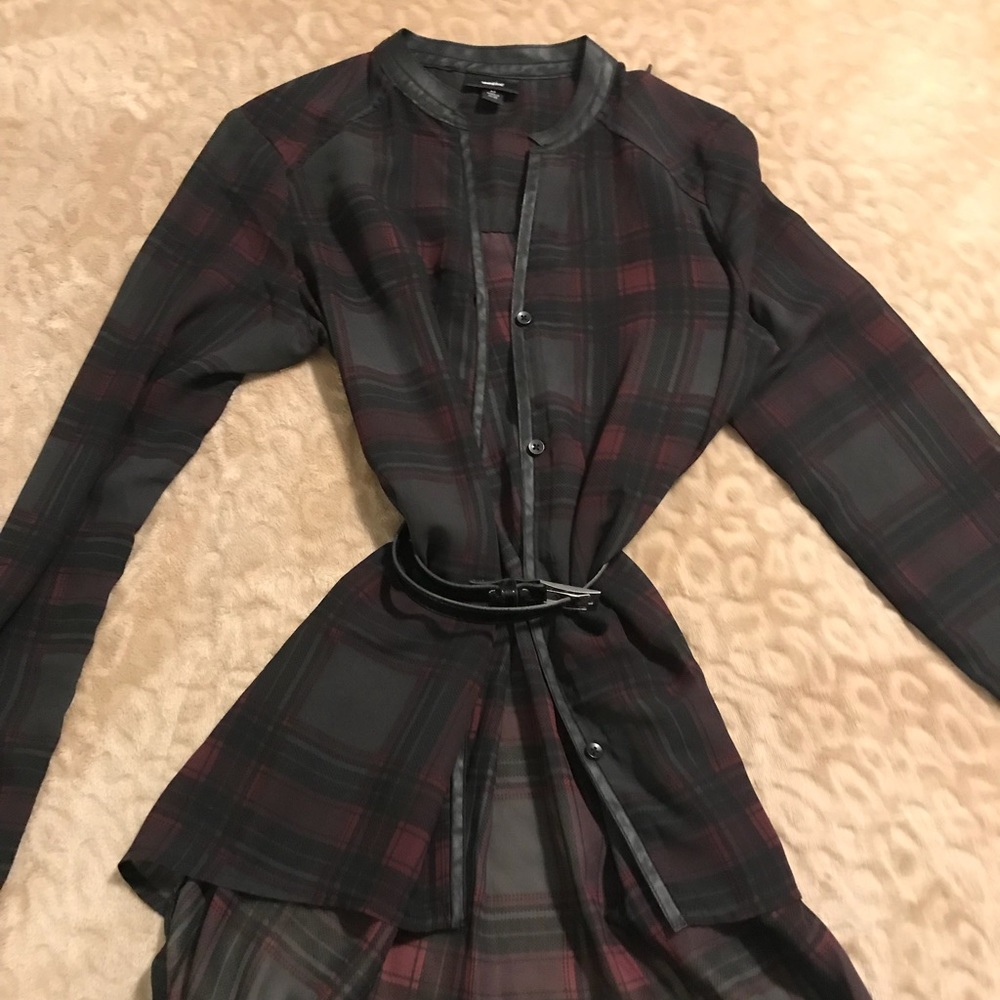 Sheer plaid cardigan/ shirt